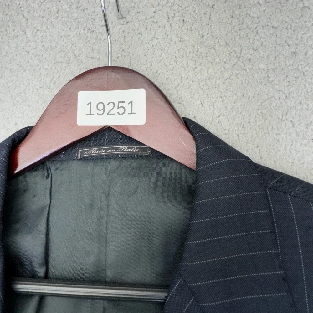 Corneliani Blazer Mens 46 Long Blue Pinstripe Extraﬁne Wool Sport Coat Italy 3B